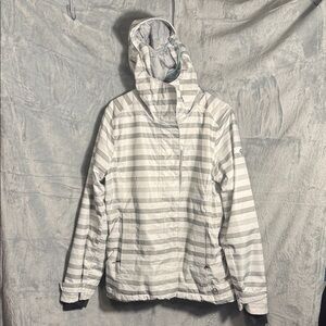 Mountain Hard Wear ski coat parka women’s XL Gray Striped Ski Jacket winter